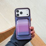 パープル の レザー調 カード収納 iPhoneケース