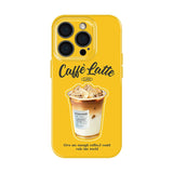 イエロー カフェラテのアイスコーヒーグラフィック カラフル iPhoneケース