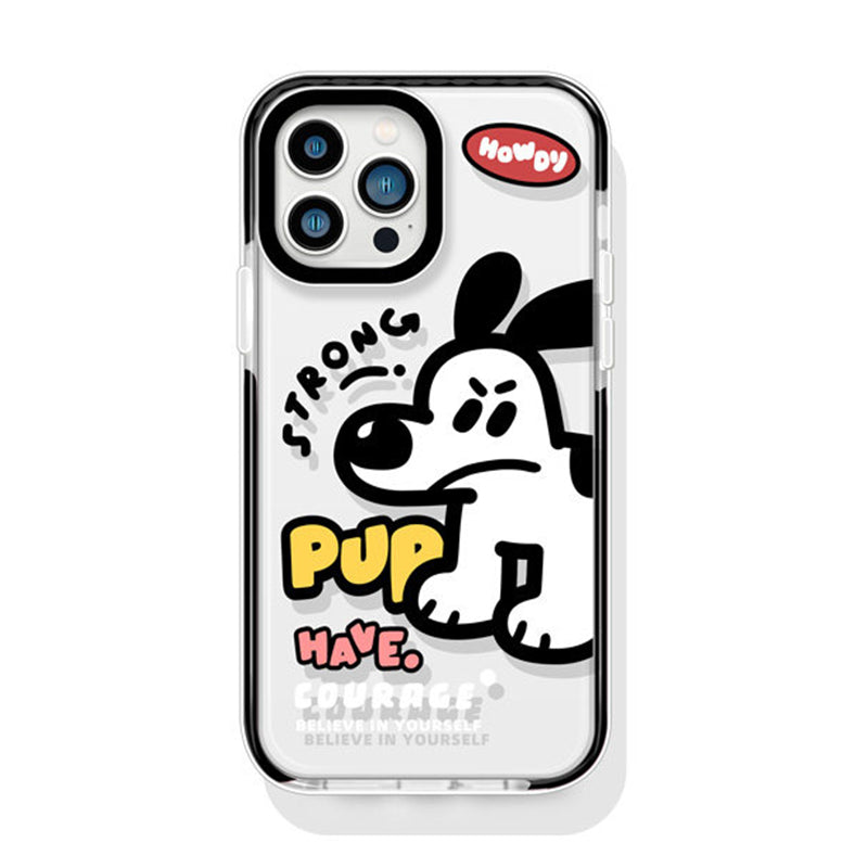 ブラック 応援ドッグ クリア iPhoneケース