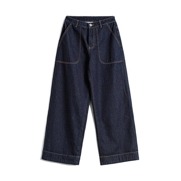 ウォッシュブルーのワイドデニム 単品