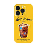 イエロー スマイルアメリカーノのアイスコーヒーグラフィック カラフル iPhoneケース