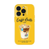 イエロー スマイルカフェラテのアイスコーヒーグラフィック カラフル iPhoneケース