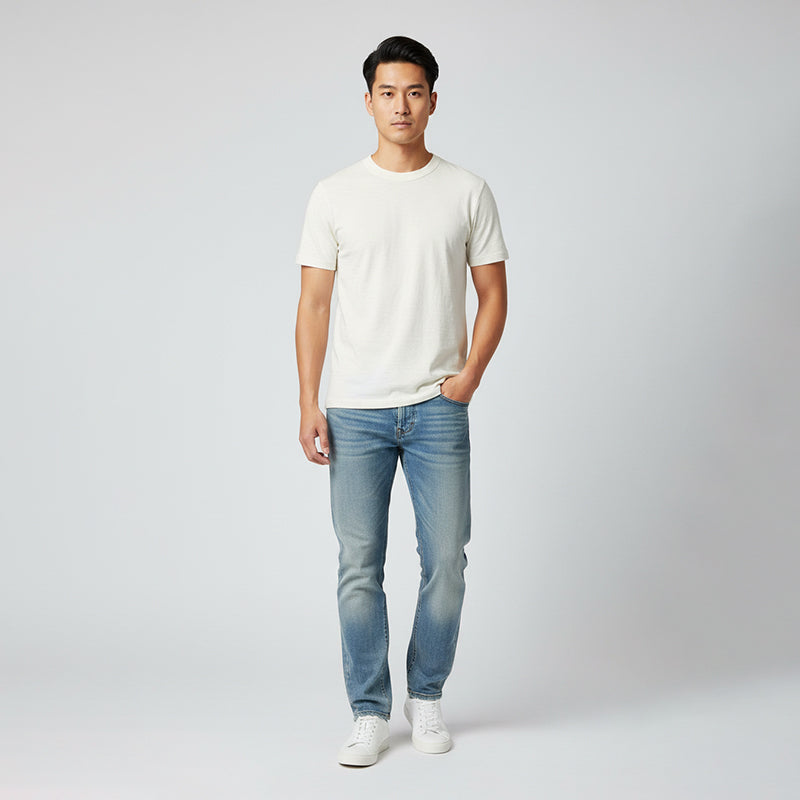 ヘビーウェイト スラブ Tシャツ アイボリー 着用イメージ 1