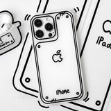 クリアホワイト 落書き風 手描きライン iPhoneケース 単品