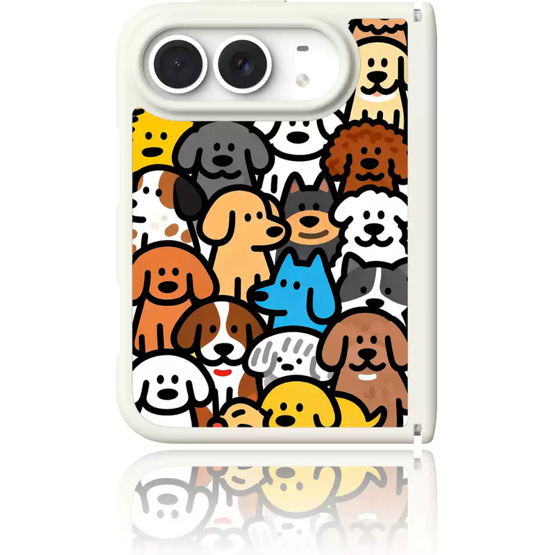 ドッグ&キャット柄の折りたたみスマホケース、商品ディテール3