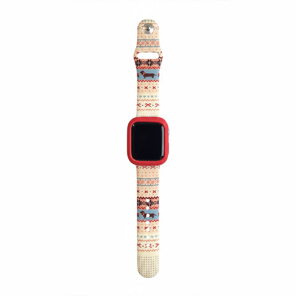 Fair Isle Puppy Pattern Silicone Apple Watch Band