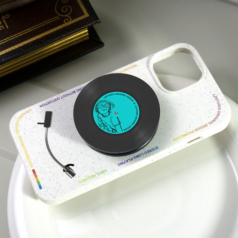 レトロ回転アナログレコードデザイン伸縮式マグネットスマホスタンド