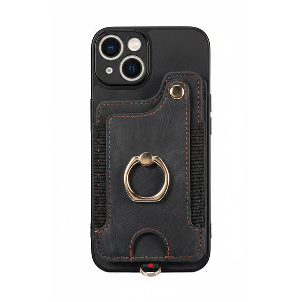 iPhone Case with RFID Card Holder and Ring Strap