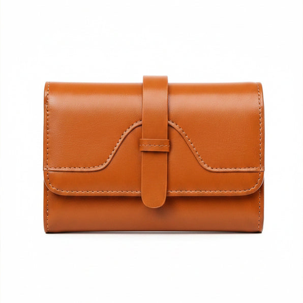 Genuine Leather Oil Leather Trifold Wallet Retro