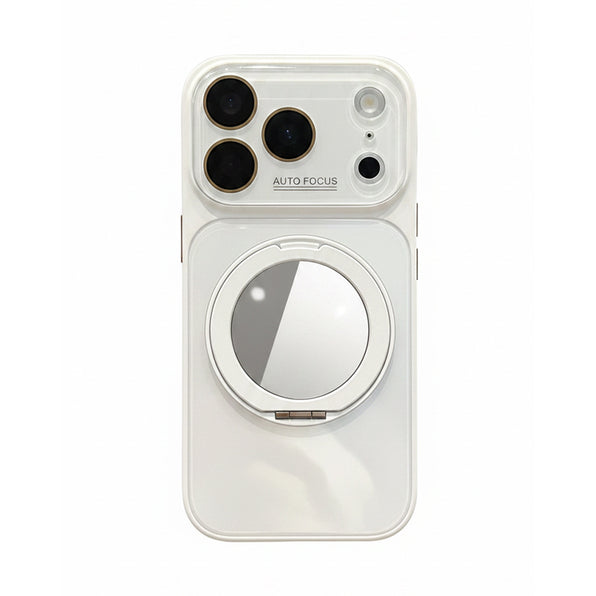 Shockproof iPhone Case with Mirror, 360° Rotating Ring Stand, Integrated Camera Protection Cover, 8 Colors