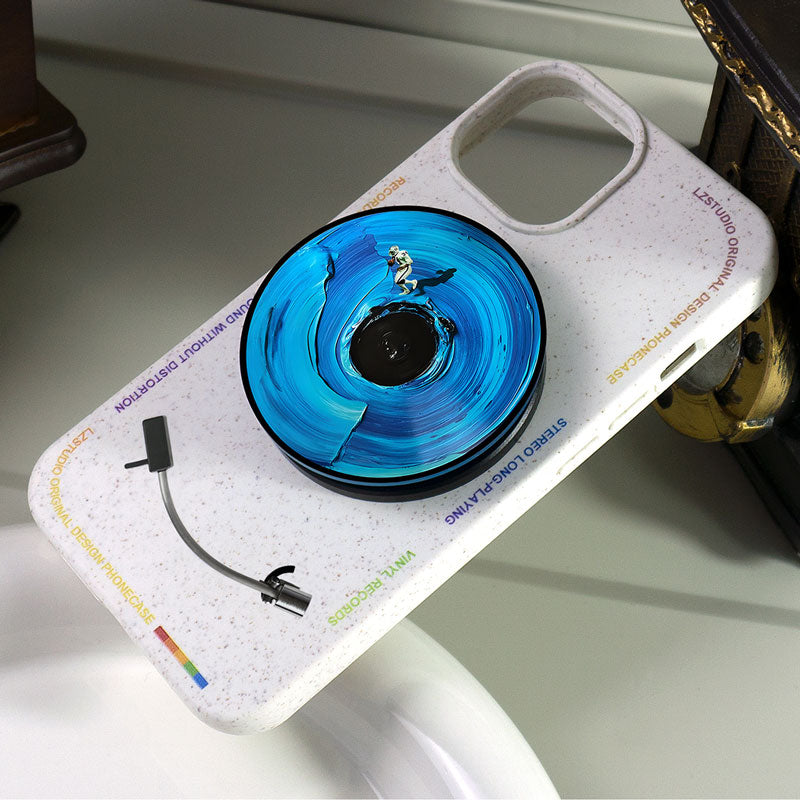 レトロ回転アナログレコードデザイン伸縮式マグネットスマホスタンド