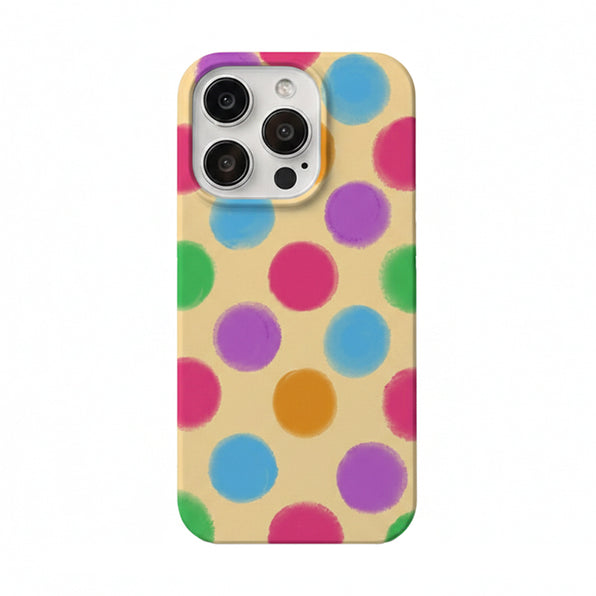 Colorful Polka Dot Hard/Soft iPhone Case with Full Camera Coverage / Camera Opening