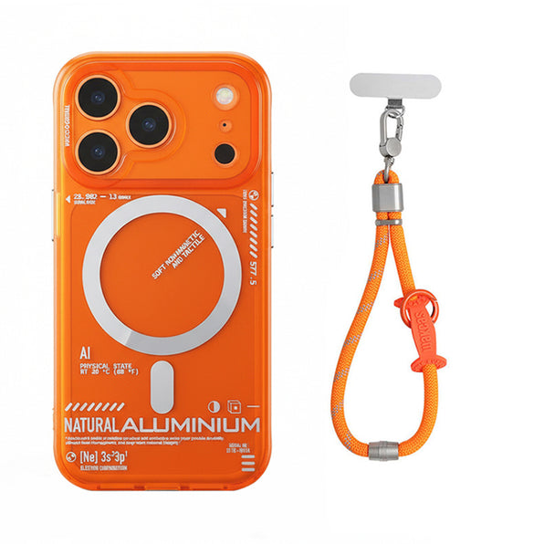 Premium Semi-Clear Magnetic iPhone Case with Simple Design Stand & Strap (2 colors available)