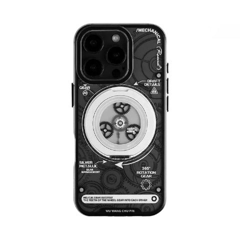 Mechanical gear design 360-degree rotating ring stand integrated magnetic iPhone case