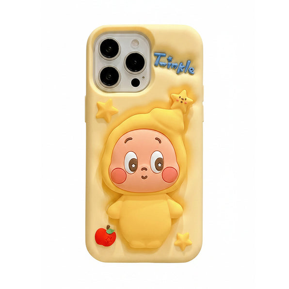 3D Character Silicone iPhone Case Yellow