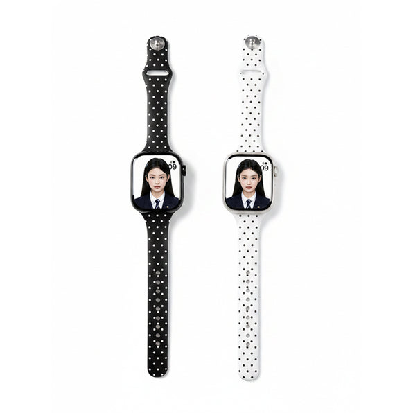 Korean-Style Dotted Silicone Apple Watch Band - 2 Colors Available
