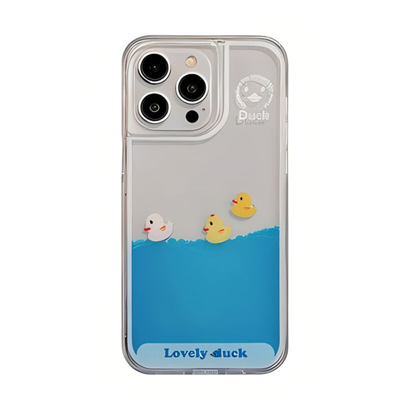 Stylish and Cute Liquid Flowing Duck & Pirate Ship Motif Summer Clear iPhone Case - All 4 Designs