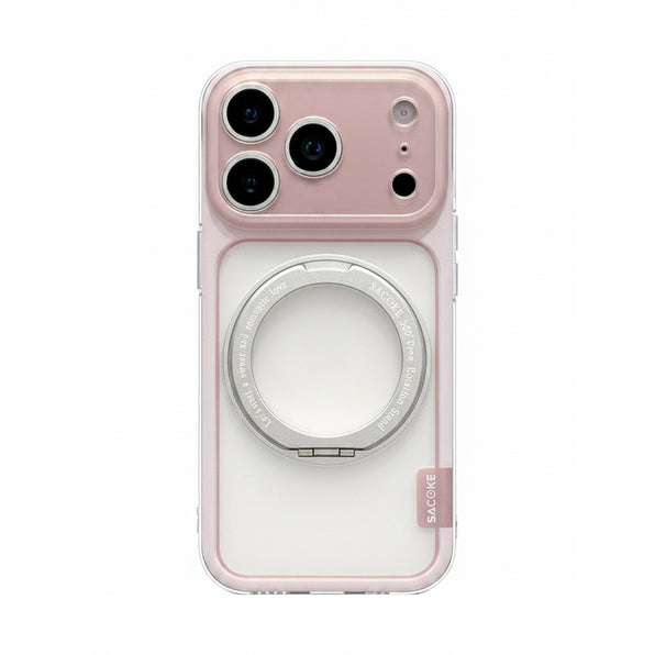 シンプルバイカラー360°回転リングスタンド一体型マットクリアスマホケース 全5色