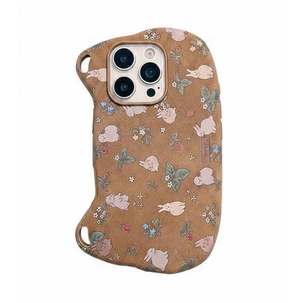 Floral pattern rabbit retro brown with chain cute