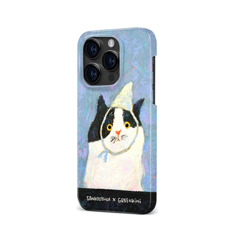 「油絵風」 可愛い猫のイラスト油絵風フルカバーソフトケース/二重構造スマホケース