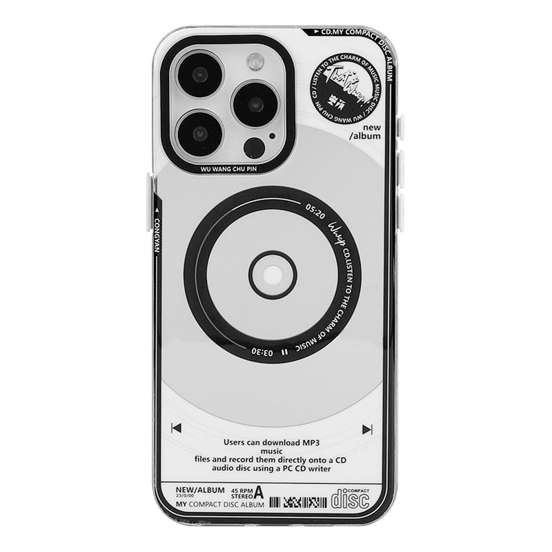 「レコードCD風」レトロなアメリカンレコード風デザインミラースマホケース
