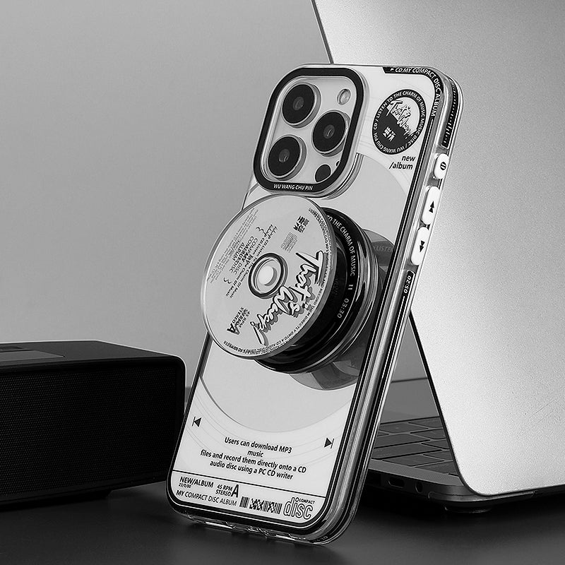 「レコードCD風」レトロなアメリカンレコード風デザインミラースマホケース
