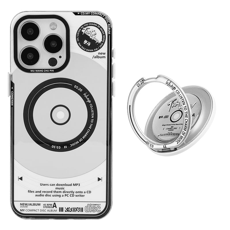 「レコードCD風」レトロなアメリカンレコード風デザインミラースマホケース