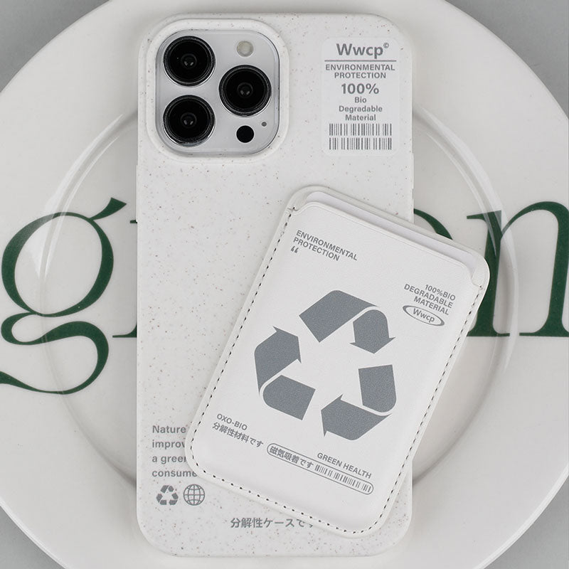シンプルで肌触りが良い生分解性マグネット式スマホケース+カードホルダー
