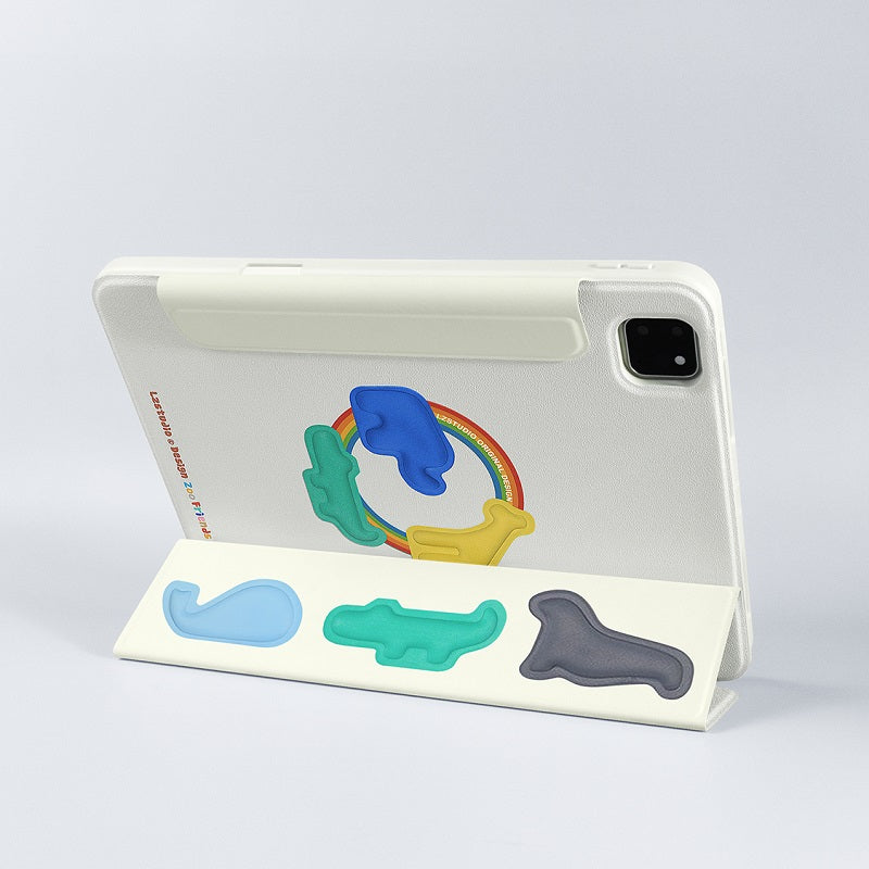 カートゥーン小動物モチーフオリジナル三つ折り式iPadケース