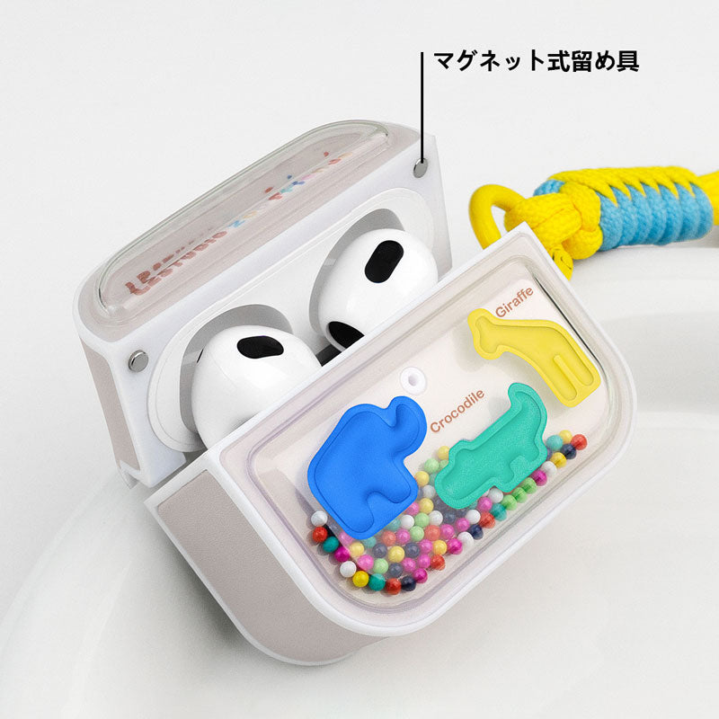 流動カラフルビーズ入りデザインマグネット式AirPodsケース