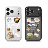 iPhone ケース カフェケーキ柄 × クリア コーヒー・ティラミス・スイーツ食べ物デザイン iPhone 17/16/15/14/13 全15機種対応 ニッチ かわいい おしゃれ