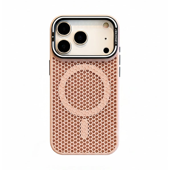 Simple Honeycomb Heat Dissipation Design Foldable Stand MagSafe Compatible Shockproof Silicone Case