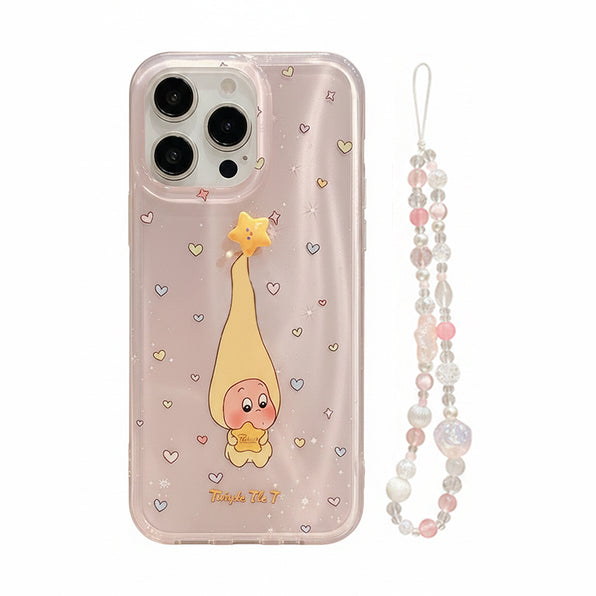 Glitter Clear iPhone Case with Rotating Charm