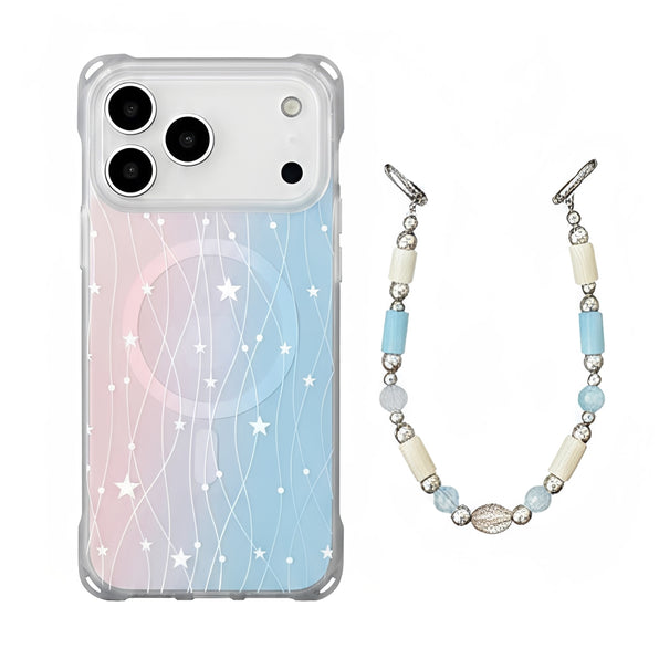 MagSafe Clear iPhone Case with Bear and Star Pattern and Chain