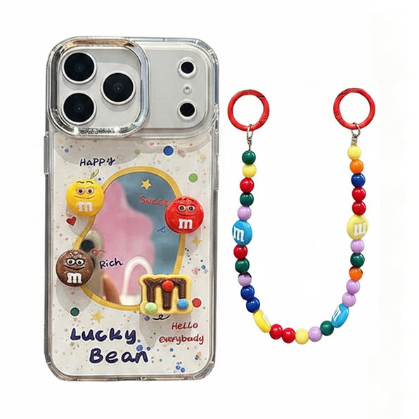 Colorful Dot Mirror iPhone Case with Strap