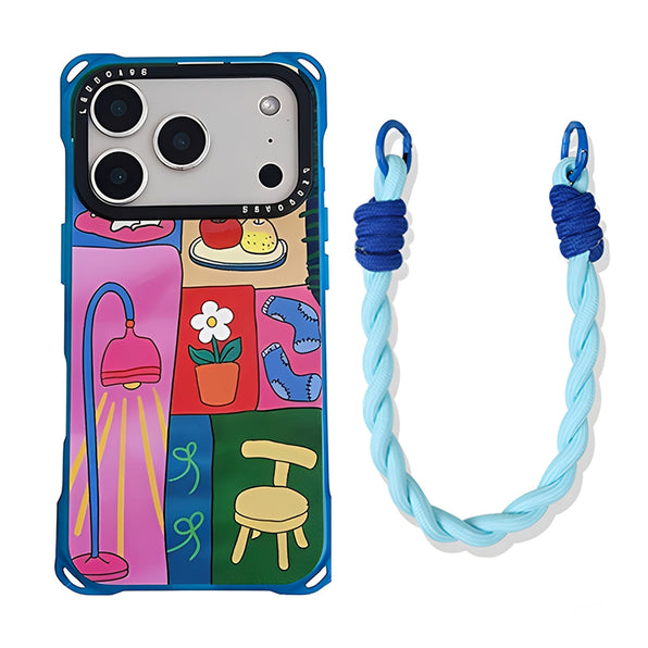 Dopamine Color Scheme Two-Tone iPhone Case with 2-Way Strap and Edge-to-Edge Design