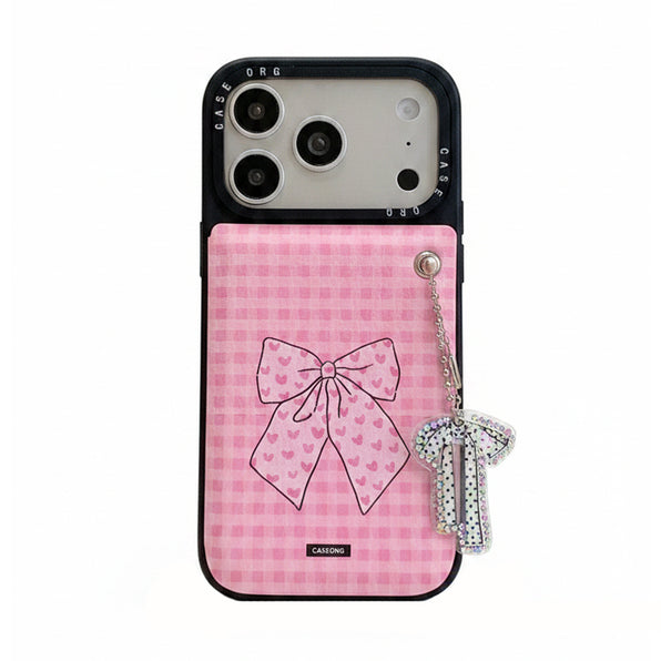 iPhone 17/16/15/14 Case, Notebook Type, Ribbon, Pink, with Mirror, Girly, Cute
