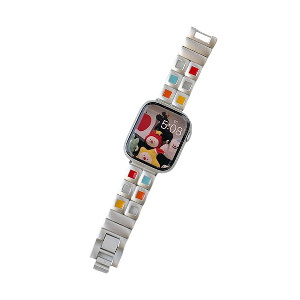 Colorful Block Design Metal Apple Watch Band Available in 5 Colors