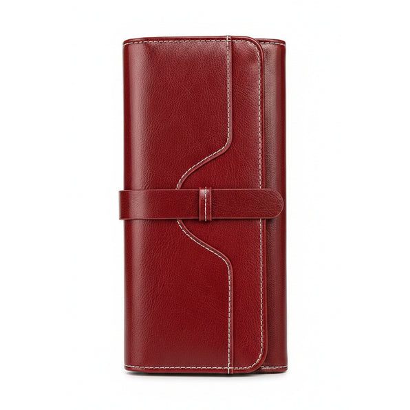 Genuine Leather Women's Long Wallet RFID Large Capacity 6 Colors