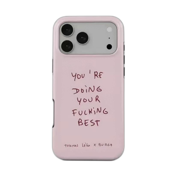 ピンクのレタリング iPhoneケース レタリング(ピンク) 白背景の装着イメージ