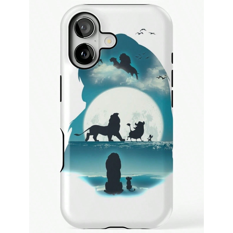 月とシルエット iPhoneケース ブルーシルエット(ホワイト) 装着イメージ