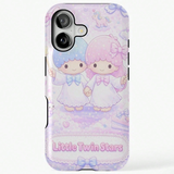 童話風の城とパステルイラスト柄 iPhoneケース ツインイラスト(ラベンダー) 装着イメージ