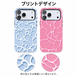 水面風ウェーブ柄 iPhoneケースの配色とプリント柄の拡大図