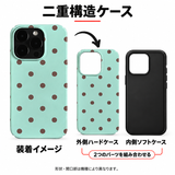 ミントカラーのブラウンドット柄 iPhoneケースの二重構造 外側ハードケースと内側ソフトケースの組み合わせイメージ
