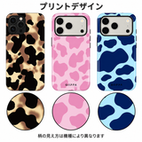 アニマル風の不規則な斑点柄 iPhoneケースの配色とプリント柄の拡大図