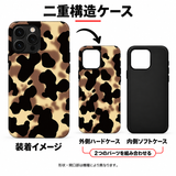 アニマル風の不規則な斑点柄 iPhoneケースの二重構造 外側ハードケースと内側ソフトケースの組み合わせイメージ