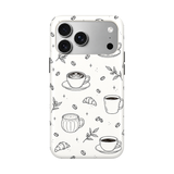 コーヒーラインアート iPhoneケース 正視白背景 装着イメージ