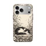 デイジーと眠る猫 iPhoneケース 正視白背景 装着イメージ