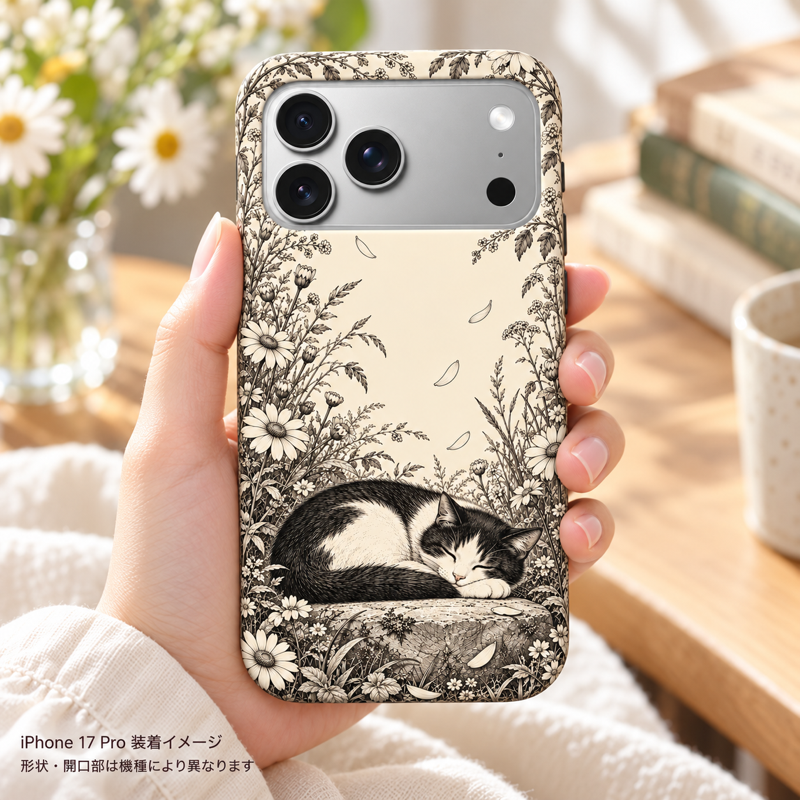 デイジーと眠る猫 iPhone 17 Pro 元の手持ちシーン 装着イメージ