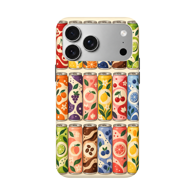 レトロドリンク缶 iPhoneケース 正視白背景 装着イメージ